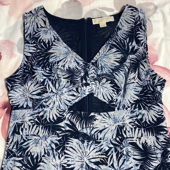 Michael Kors Mini Palm Print Keyhole Ruffled Lightweight Summer Dress Size 8 - Picture 5 of 9